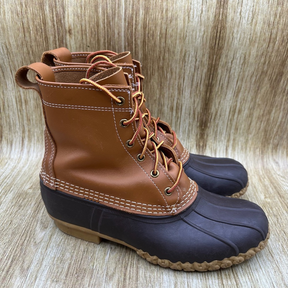 LL Bean Bean Boots Women's Size 8 Leather Rubber Ankle Lace Up Duck Boots
